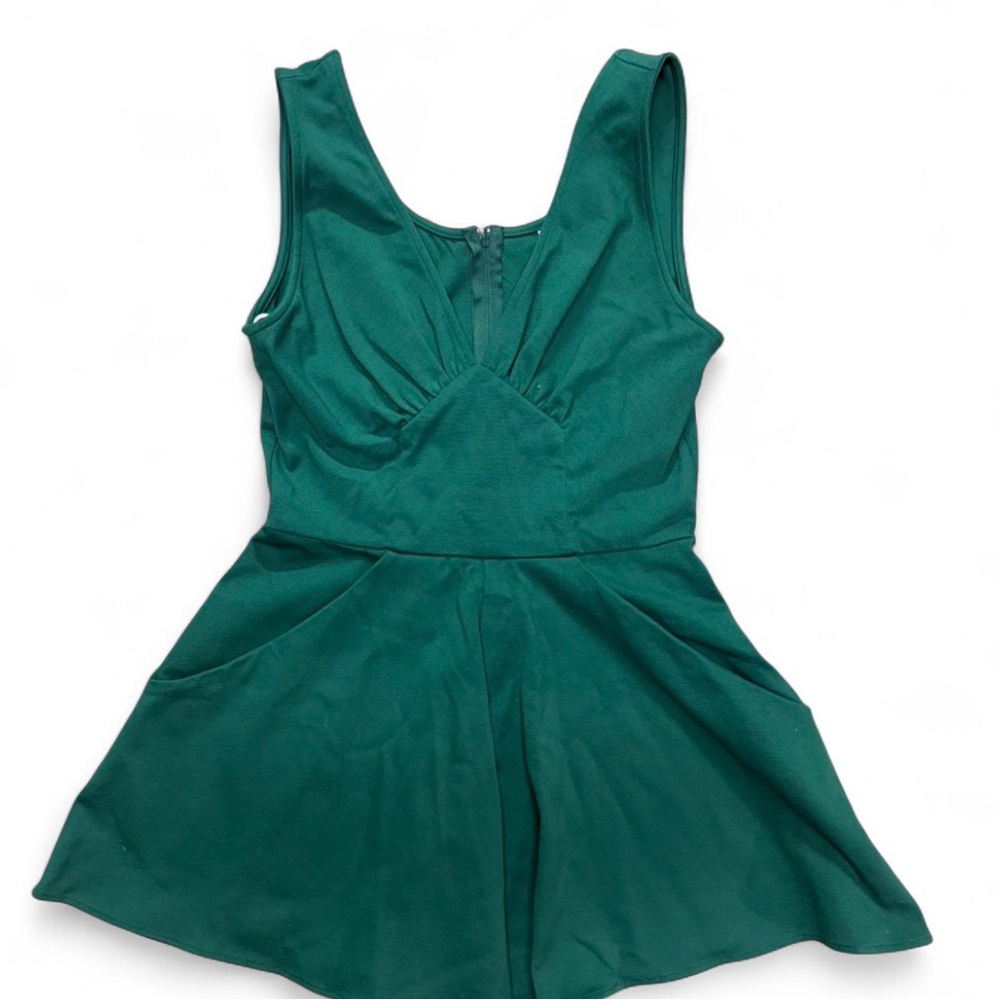 Vintage Retro Emerald Green Sleeveless Skater Dress